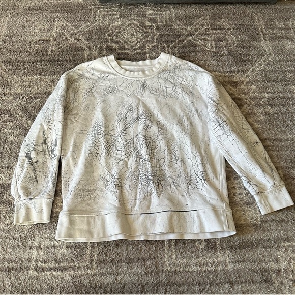 Lululemon Perfectly Oversized Crew Thread Dye White Black Cotton Terry 2 - Picture 6 of 8